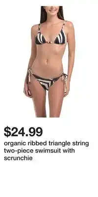 TJ Maxx organic ribbed triangle string two-piece swimsuit with scrunchie offer