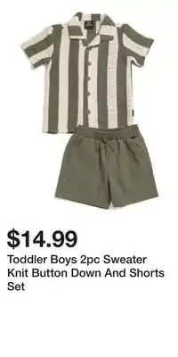 TJ Maxx Toddler Boys 2pc Sweater Knit Button Down And Shorts Set offer