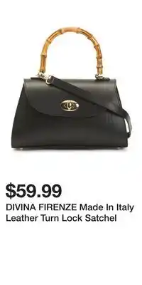 TJ Maxx DIVINA FIRENZE Made In Italy Leather Turn Lock Satchel offer