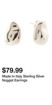 TJ Maxx Made In Italy Sterling Silver Nugget Earrings offer