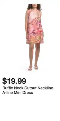 TJ Maxx Ruffle Neck Cutout Neckline A-line Mini Dress offer