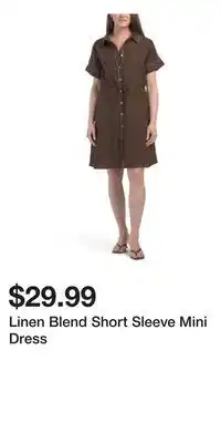TJ Maxx Linen Blend Short Sleeve Mini Dress offer