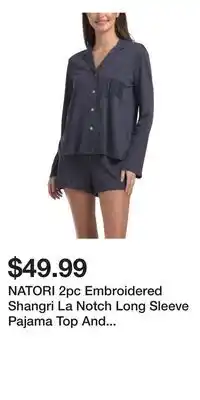 TJ Maxx NATORI 2pc Embroidered Shangri La Notch Long Sleeve Pajama Top And Shorts Set offer