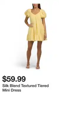 TJ Maxx Silk Blend Textured Tiered Mini Dress offer
