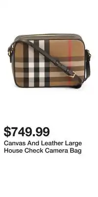 TJ Maxx Canvas And Leather Large House Check Camera Bag offer