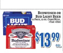 Trade Fair Supermarket Budweiser OR Bud Light Beer offer