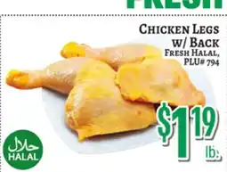 Trade Fair Supermarket CHICKEN LEGS w/ BACK FRESH HALAL offer