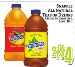 Trade Fair Supermarket SNAPPLE ALL NATURAL TEAS OR DRINKS offer