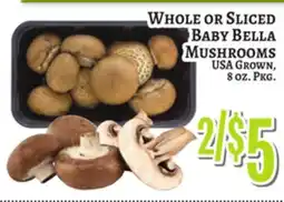 Trade Fair Supermarket WHOLE OR SLICED BABY BELLA MUSHROOMS offer