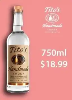 Price Cutter Tito's handmade vodka offer
