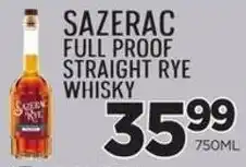 Zuppardo's Sazerac full proof straight rye whisky offer