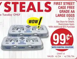 Smart & Final FIRST STREET CAGE FREE GRADE AA LARGE EGGS offer