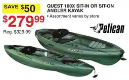 Dunham's Sports PELICAN QUEST 100X SIT-IN OR SIT-ON ANGLER KAYAK offer