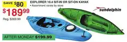 Dunham's Sports SUNDOLPHIN EXPLORER 10.4 SIT-IN OR SIT-ON KAYAK offer