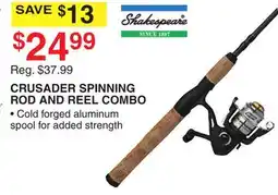 Dunham's Sports SHAKESPEARE CRUSADER SPINNING ROD AND REEL COMBO offer