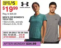 Dunham's Sports UNDER ARMOUR MEN'S OR WOMEN'S TECH TEE offer