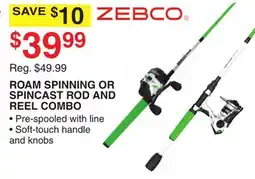 Dunham's Sports ROAM SPINNING OR SPINCAST ROD AND REEL COMBO offer
