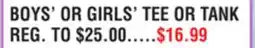 Dunham's Sports BOYS' OR GIRLS' TEE OR TANK offer