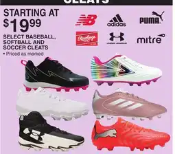 Dunham's Sports SELECT BASEBALL, SOFTBALL AND SOCCER CLEATS offer