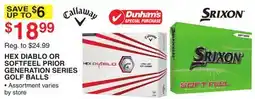 Dunham's Sports HEX DIABLO OR SOFTFEEL PRIOR GENERATION SERIES GOLF BALLS offer