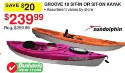 Dunham's Sports SUNDOLPHIN GROOVE 10 SIT-IN OR SIT-ON KAYAK offer