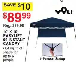 Dunham's Sports YOLI 10' X 10' EASYLIFT 64 INSTANT CANOPY offer