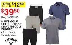 Dunham's Sports MEN'S GOLF POLO OR 8, 10 PRO SPIN GOLF SHORTS offer