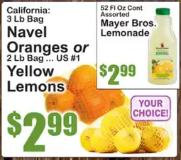 SuperFresh California: 3 Lb Bag Navel Oranges or 2 Lb Bag Yellow Lemons offer