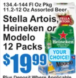 SuperFresh Stella Artois, Heineken or Modelo 12 Packs offer