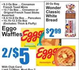 SuperFresh Eggo Waffles, 20 Oz Bag Wonder Classic White Bread offer
