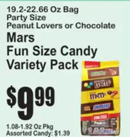SuperFresh 19.2-22.66 Oz Bag Party Size Peanut Lovers or Chocolate Mars Fun Size Candy Variety Pack offer