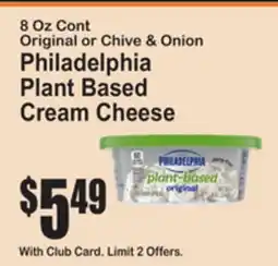 SuperFresh Original or Chive & Onion Philadelphia Plant Based Cream Cheese offer