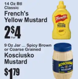 SuperFresh French's Yellow Mustard 14 Oz Btl Classic Kosciusko Mustard 9 Oz Jar offer