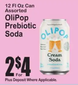 SuperFresh 12 FL Oz Can Assorted OliPop Prebiotic Soda offer