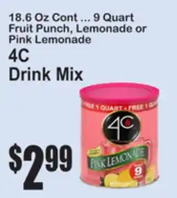 SuperFresh 18.6 Oz Cont ... 9 Quart Fruit Punch, Lemonade or Pink Lemonade 4C Drink Mix offer