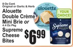 SuperFresh Alouette Double Crème Mini Brie or Supreme Cheese Bites offer