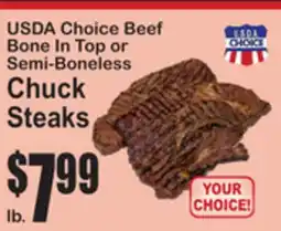 SuperFresh USDA Choice Beef Bone In Top or Semi-Boneless Chuck Steaks offer