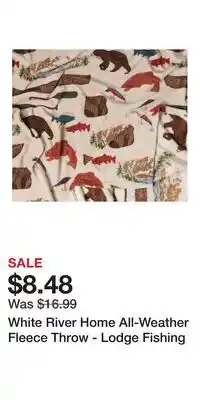 Cabela's White River Home All-Weather Fleece Throw - Lodge Fishing offer