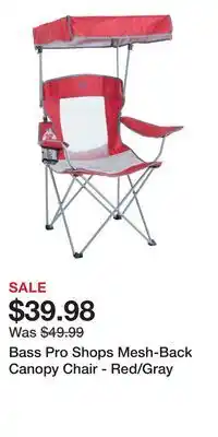 Cabela's Bass Pro Shops Mesh-Back Canopy Chair - Red/Gray offer