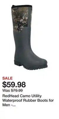 Cabela's RedHead Camo Utility Waterproof Rubber Boots for Men - Brown/TrueTimber Strata - 7M offer