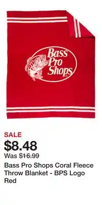 Cabela's Bass Pro Shops Coral Fleece Throw Blanket - BPS Logo Red offer