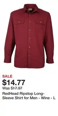 Cabela's RedHead Ripstop Long-Sleeve Shirt for Men - Wine - L offer