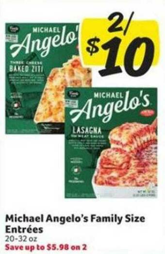 Winn Dixie Michael Angelo's Family Size Entrées offer