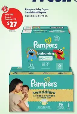Family Dollar Pampers Baby Dry or Swaddlers Diapers offer