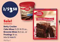 Family Dollar Betty Crocker Cake Mixes 13.25-14.25 oz., Brownie Mixes 16.3 oz., or Frostings 16 oz offer