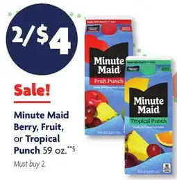 Family Dollar Minute Maid Berry, Fruit, or Tropical Punch offer