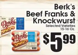 Supremo Foods Inc Berk's Beef Franks & Knockwurst offer