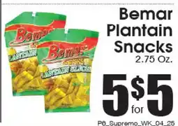 Supremo Foods Inc Bemar Plantain Snacks offer
