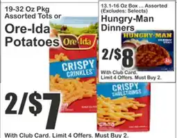 Almonte's Food Dynasty Marketplace Ore-Ida Potatoes, Hungry-Man Dinners offer