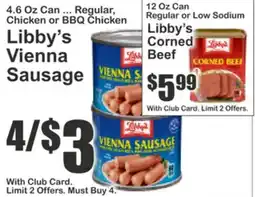 Almonte's Food Dynasty Marketplace Libby's Vienna Sausage, Regular, Chicken or BBQ Chicken offer